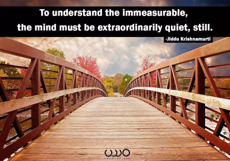 To understand the immeasurable, the mind must be extraordinarily quiet, still. Jiddu Krishnamurti