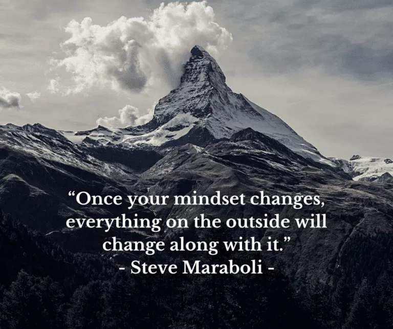 ~ “Once your mindset chz(figég—? __everything on the outside will change along with it.” " - Steve Maraboli -