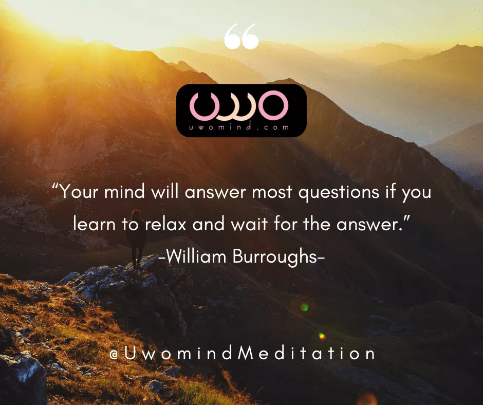 “Your mind will answer most questions if you learn to relax and wait for the answer.” -William Burroughs-